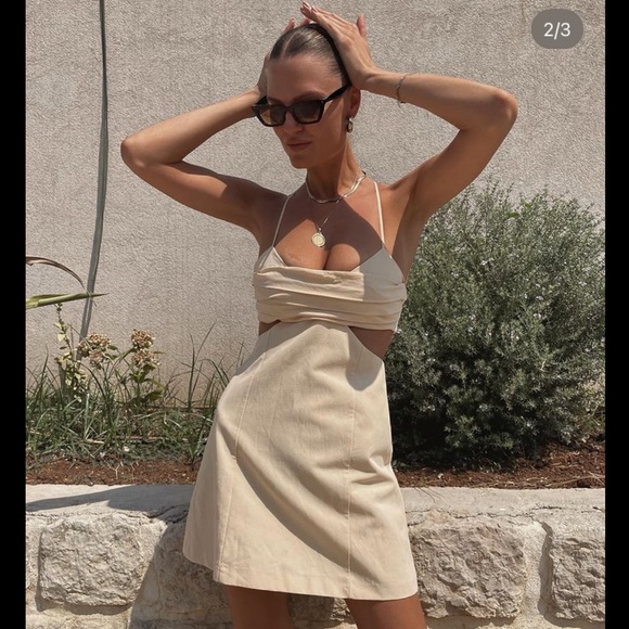 Zara CUT OUT LINEN BLEND DRESS - Picture 8 of 16